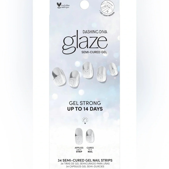 2 Dashing Diva Glaze Holiday Christmas Nail Strips- Silver Bells Yuletide Magic - Picture 7 of 11